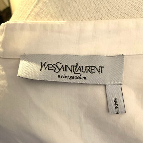 Yves Saint Laurent Ivory Cotton Dress F 42 Vintage with button skirt - Picture 9 of 14